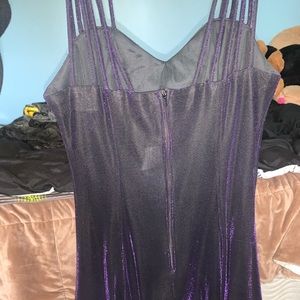 Shimmering purple dress with multiple straps
